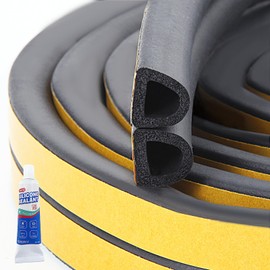 ZERITO Weather Stripping Seal Strip,Easy to Cut Insulation Weatherproof Doors and Windows Soundproofing Seal Strip,D-Shape Weatherstrip Seals Large Gap (15/32-Inch x 17/32-Inch x 19.6-Feet)