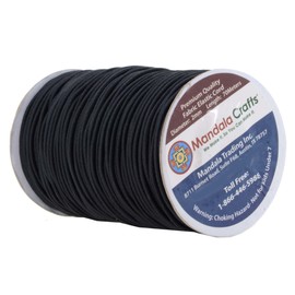 Mandala Crafts Elastic Cord Stretchy String for Bracelets, Necklaces, Jewelry Making, Beading, Masks (Black, 2mm 76 Yards)