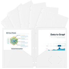 ViVin Folders with Pockets 3 Holes Punched, Plastic 3 Ring Folders with Pockets, 3 Hole Punch Folders with Pockets, 12 Pack, Fits Letter Size Sheets, Classroom Folders Bulk (White)