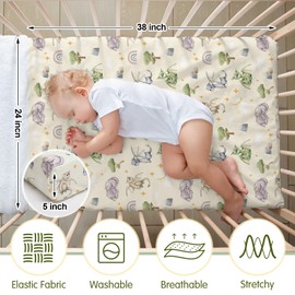 Mindsoft Watercolor Dragon Infant Crib Sheets Set 24 in x 38 in Mini Portable Crib Sheet Newborn Bedding Nursery Baby Sheets for Girl Boys Baby Gifts Breathable Only for Pack and Play