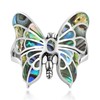 Exotic Graceful Butterfly Abalone Shell Inlay .925 Sterling Silver Ring
