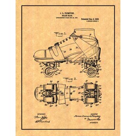 Roller Skate Patent Print with Border (8" x 10") M12032
