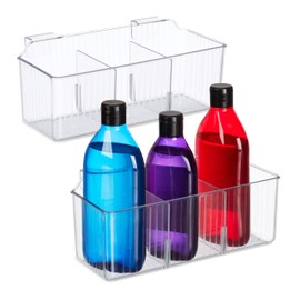 Relaxdays Cabinet Door Organiser, Set of 2, Hanging Basket for Kitchen & Bathroom, H x D: 10 x 25.5 x 12.5 cm, Plastic, Transparent