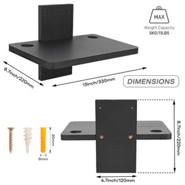 Small Mini Projector Shelf/Projector Wall Mount Floating Shelf/Router Shelf/Modem Cable Box Shelf/Projector Rack Holder/Projector Mount by Solid Wood Black1