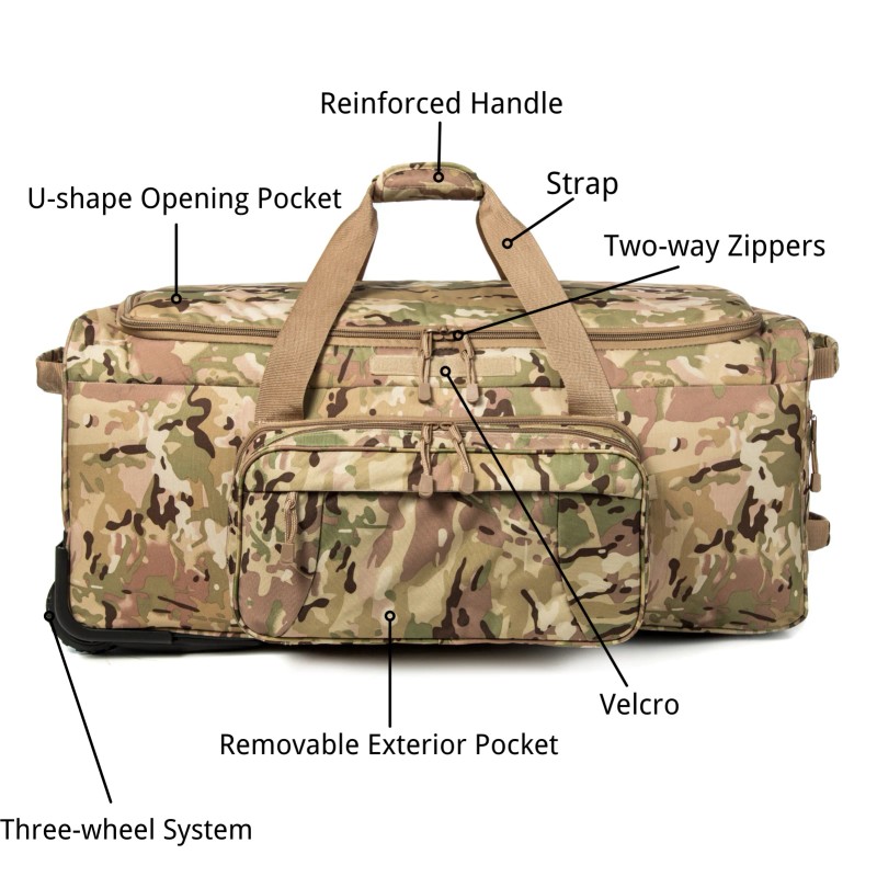 Tactical Deployment Duffle Bag Large Capacity Travel Gear Bag Camo