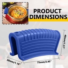 Bonsicoky 2 Pack Silicone Assist Hot Pan Handle Holder - Non-Slip Heat Resistant Pan Grip Cover for Enameled Griddles Frying Pans Oven Cookware - Blue