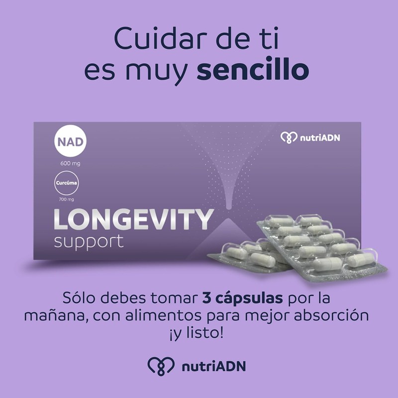 NutriADN - Longevity Support Suplemento Antioxidante con NAD+ (600 MG),