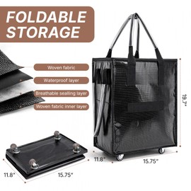 Reusable Grocery Bag on Wheels,Foldable Rolling Tote Bag,Heavy-Duty Trolley