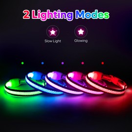 Flashseen LED Cat Collar,Light Up Dog Collar Rechargeable, Dog Lights for Night Walking, Comfortable Soft Mesh Pet Collar Adjustable for Cats Puppy and Small Dogs (Red, XS)