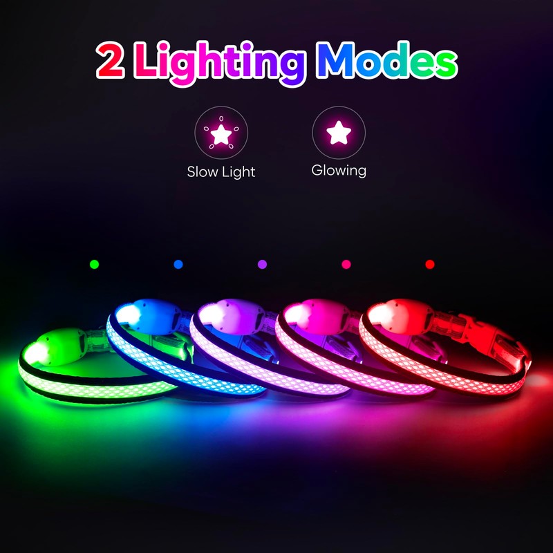Flashseen LED Cat Collar,Light Up Dog Collar Rechargeable, Dog Lights