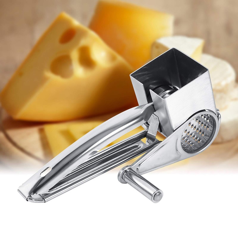 Nikou Rotary Cheese Grater, Stainless Steel Hand Crank Cheese Grater