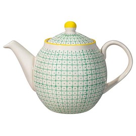 Bloomingville Carla Retro Large Teapot with Integrated Strainer in Front of the Spout Vintage Diameter 14 cm Green Ceramic Holds Approx. 1200 ml