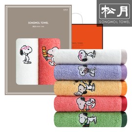 Songwol Towel Songwol Joyful Snoopy face towel 2 piece gift set [window box + orange], yellow / 송월타올 송월 조이풀 스누피 세면타월 2장 선물세트[창박스+오렌지], 노랑