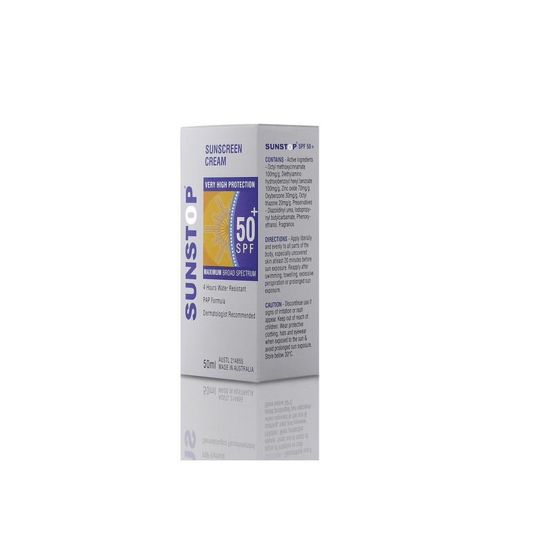 Sunstop SPF50 Sunscreen Cream, Broad-Spectrum Sunscreen, Water-Resistant Moisturizing Sunblock Lotion,