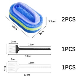 Pack of 2 Bathroom Cleaning Sponge with 2 Pieces Mini Brush, Cleaning Sponge Brush with Handle, Thickened Bath Cleaning Sponge, Bathroom Wall Tile Brush