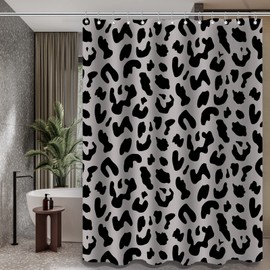 ZTTXL Leopard Cheetah Shower Curtain (72" x 72"), Grey Leopard Cheetah Print Shower Curtain,Polyester Fabric Print Shower Curtain Set for Bathroom with 12 Hook (Grey Leopard Cheetah Print)