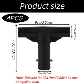 Lyreh 4pcs Trampoline Pole Covers T-Tube Connectors, Black Plastic Trampoline Net Poles Connectors for Top Pole & Net Connection Accessories