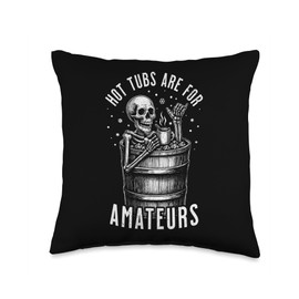 Funny Skeleton Ice Bath Cold Plunge Sarcasm Quote Throw Pillow