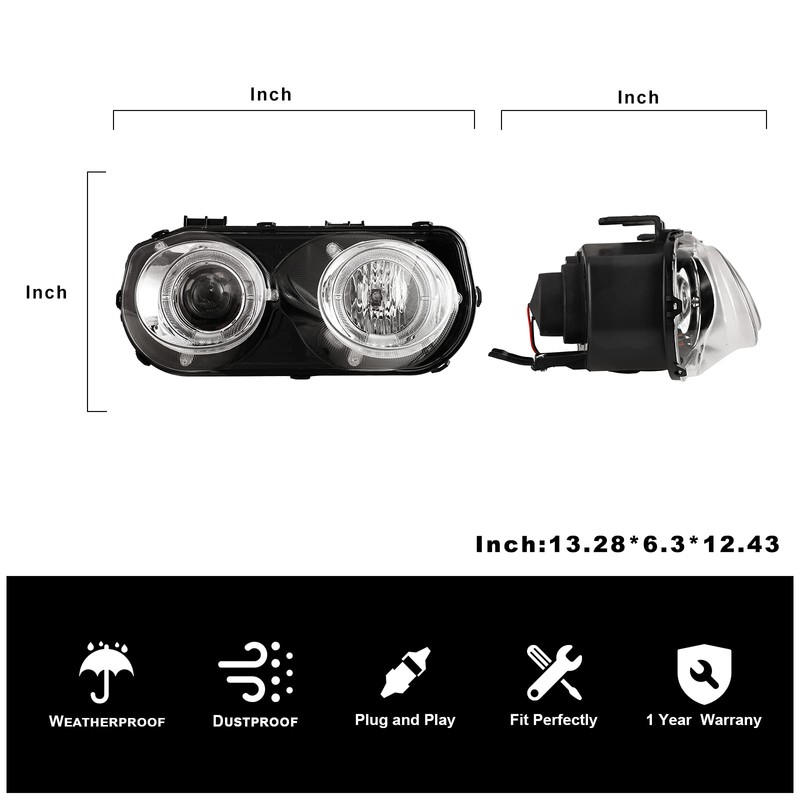 ROXX Replacement Headlight Assembly Compatible with 1994 1995 1996 1997