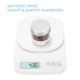 HKS 60PCS Non-Insulated Ring Terminals, 1/4” Stud, AWG 12-10 (4-6mm²) Tinned Red Copper Crimp Connectors, M6 Bolt Size, Uninsulated Wire Lugs for Electrical Wiring & Automotive Applications