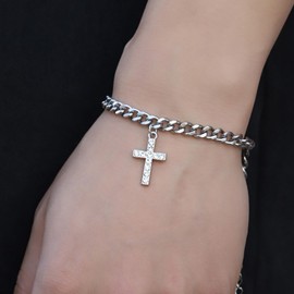 Frodete Cross Bracelet for Men Cross Beaded Bracelets Faith Religious Easter Catholic Christian God Jesus Communion Baptism Jewelry Gift Easter Basket Stuffers