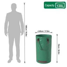 NAIZY Gartensack 2 Stück 120L, 2 in 1 stabil Gartenabfallsack mit Griff & Schultergurt Laubsack Reißfest Wiederverwendbar Abfallsack aus PP Gewebtes 150g/m² Hofabfallsacke