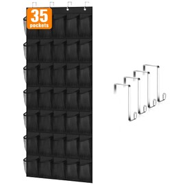 Organizador De Zapatos Colgantes, Zapatero sobre La Puerta con 35 Bolsillos De Malla, 4 Ganchos para Puertas para Guardar Zapatos, Accesorios, Juguetes, Artículos De Tocador, Artículos De Lavandería