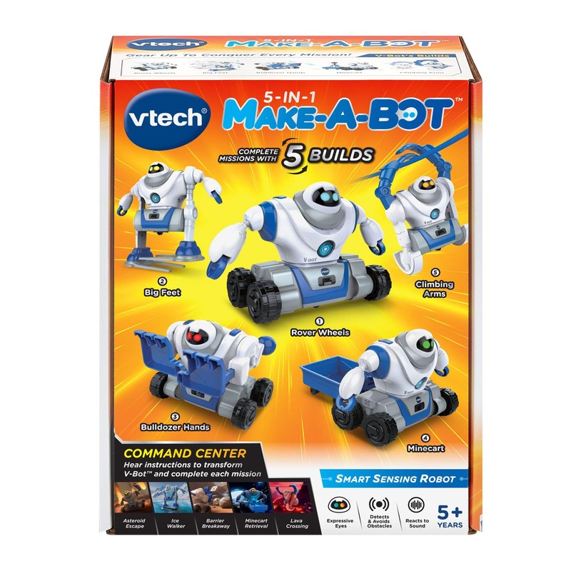 VTech 5-in-1 Make-a-Bot Transformable Robot Toy with Sound Sensor and