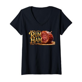 Womens Fun Graphic- Rum Ham V-Neck T-Shirt