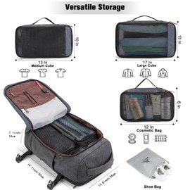 Tzowla 40L Canvas Travel Laptop Backpack for Men Women Carry on Flight Approved,Large Capacity Anti Theft Backpacks with USB Port,Vintage Business Rucksack Bag Fit 17.3 Inch Laptop(Black & Navy Blue)