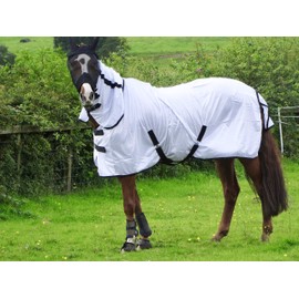 Turner Cool White Fly Rug for Horse/Pony/Shetland - Lightweight Full Neck Combo - 81"