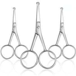 3 Pieces Nose Hair Scissors Rounded Tip Scissors Facial Hair Scissors Stainless Steel Blunt Tip Scissor for Eyebrows, Nose, Moustache, Beard, Grooming