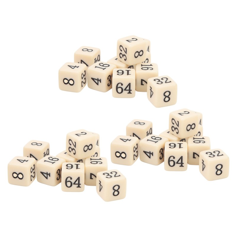30PCS 6 Sided Number Dice 15.5mm Multiple Of 2 Number