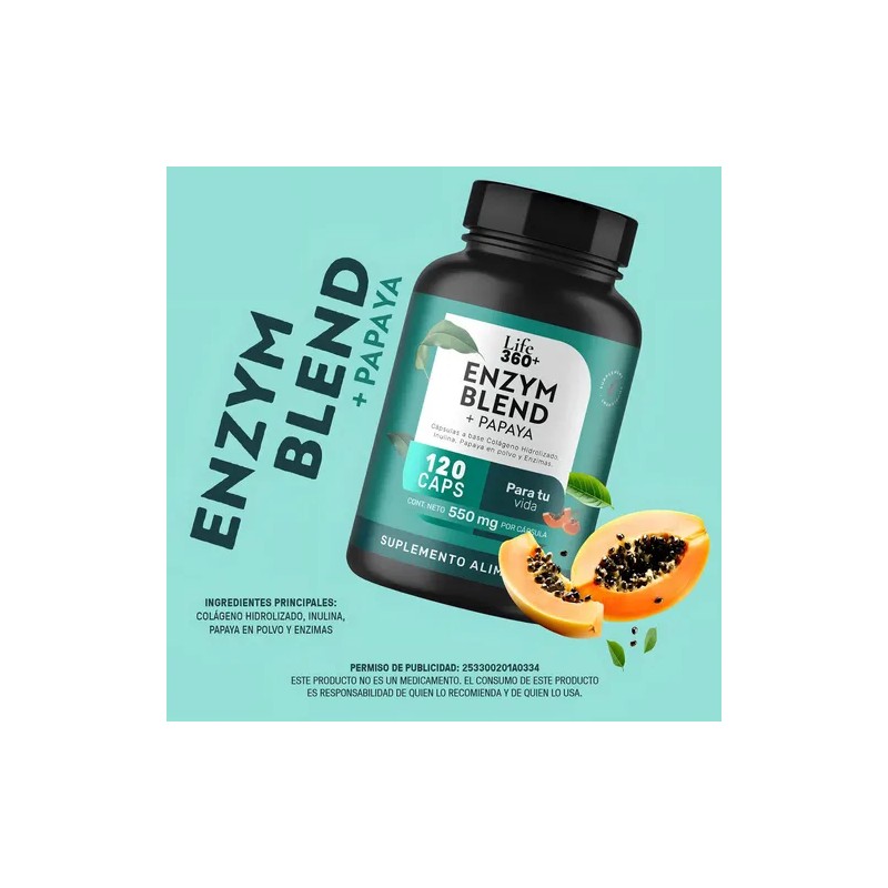 Enzimas Digestivas Bromelina Papaína 120 Cápsulas | LIFE360+