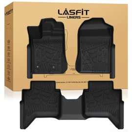LASFIT Floor Mats for Ford Ranger 2026 2025 2024 SuperCrew Cab All Weather Truck Protector TPE Carpeted Floor Liners, Front and Rear Row, 3pc Black