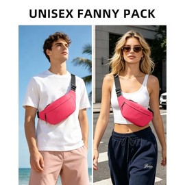 Riñonera impermeable para hombres y mujeres para correr Wais Pack para cinturón, Rojo rosa, Riñonera