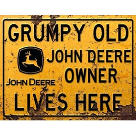 ASSCA Metal Advertising Sign Wall Door Plaque Decorative Tin Metal For Home Office Bar Coffee Shop Pub Shed Man Cave - Vintage John Deere Farmer Tractor Grumpy Owner Lives Here inspired