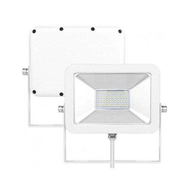 August Müller Lichttechnik AG LED Spotlight AML® FL 20 W, Professional Quality for Outdoor Use, IP65, Metal Housing White, 2700 K Warm White, 50,000 Hours Life