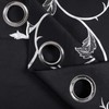 BUHUA Black Blackout Window Curtains Thermal Insulated Silver Vine Print