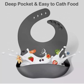 Unbranded 2 Pack Silicone Bibs for Babies, Soft Adjustable Fit Waterproof Infants Baby