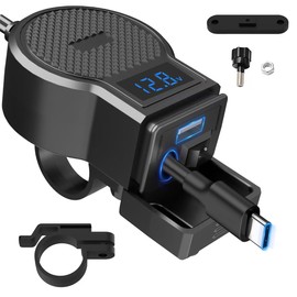 OBEST Motorcycle, USB Power Supply, QC4.0 Rapid Charging & Elastic Cord Included, Motorcycle, Voltmeter, USB, USB Power Supply, Waterproof, For Motorcycles, USB, Smartphone Charging, USB Port, Voltage