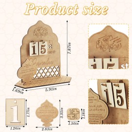 Habbiful Advent Calendar for Ramadan, Wooden Ramadan Decorations DIY Eid Decorations for Gifts Ramadan Countdown 30 Days Calendar for Home Family Decor Supplies, Ramadan Table Décor (B)