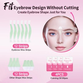 Beauty7 Beauty7 Facial Wax Strips Hair Removal Eyebrow Wax Strips Kit Fit Wax Strips Eyebrow Shaper at Home Waxing 24 Strips 4 Calming Oil Wipes for Sensitive All Skin Types for Women