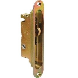 Sliding Glass Patio Door Lock, Mortise Type, 45 Degree Keyway, Pocket Trim Plate, 5-1/4" Screw Holes