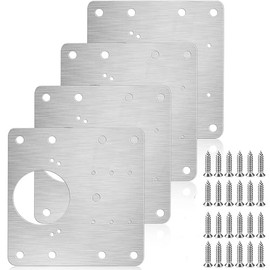 Bohaner 4 Pcs Hinge Repair Plate Kit Stainless Steel Cabinet Hinge Repair Plate Fixing Panel with Mounting Screws for Kitchen Cupboard Door Furniture Shelves Drawer Window