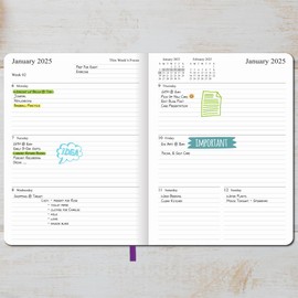 2024-2025 Academic Planner - Weekly and Monthly Planner July 2024 to June 2025, Vegan Leather Cover, Elastic Closure, 8.5”x11”, Purple