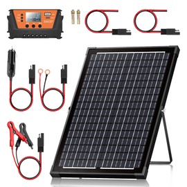 30W Solar Panel Kit with 30 Watts 12 Volt Monocrystalline Waterproof Solar Panel, 10A 12V/24V Solar Charge Controller, Solar Cables, U-Mounting Bracket, for Car Automotive Boat Marine RV Trailer