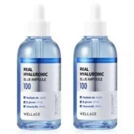 Wellage 웰라쥬 리얼 히알루로닉 블루100 앰플 75ml +75ml Wellage Real Hyaluronic Blue 100 Ampoule 75ml + 75ml