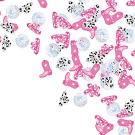 MEISH 100pcs Glitter Disco Ball Table Confetti Western Cowgirl Bachelorette Party Decorations Cowgirl Boots Confetti Disco Party Decorations for Disco Fever Party 70s 80s