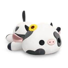 Onsoyours Cute Cow Plushie with Sunflower Headwear, Soft Stuffed Milk Cow Squishy Plush Animal Toy Flower Cow Pillow for Kids (Sunflower Cow, 9")